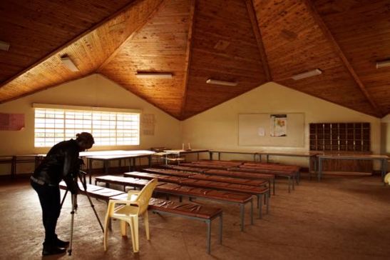 Emma setting up for auditions.