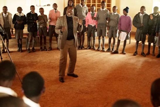 CJ Odhiambo, our Moi Collaborator, leading a group exercise after the audition.