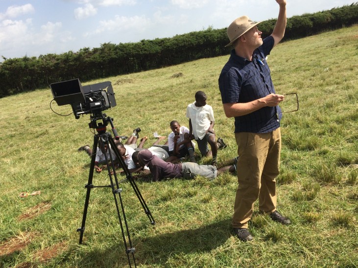 Waiting for a cloud to block the sun so we could continue shooting.