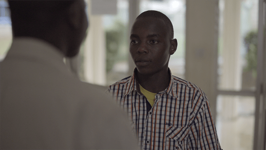 Michael being greeted by the counselor.