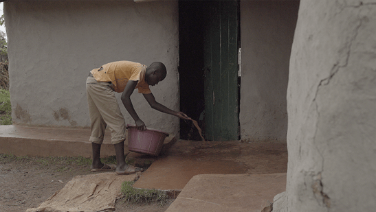 Michael doing chores.